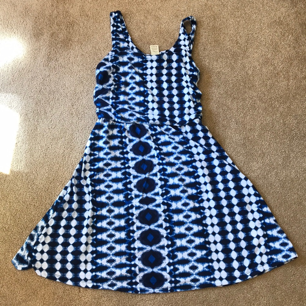 Faded Glory dress large blue white tie dye